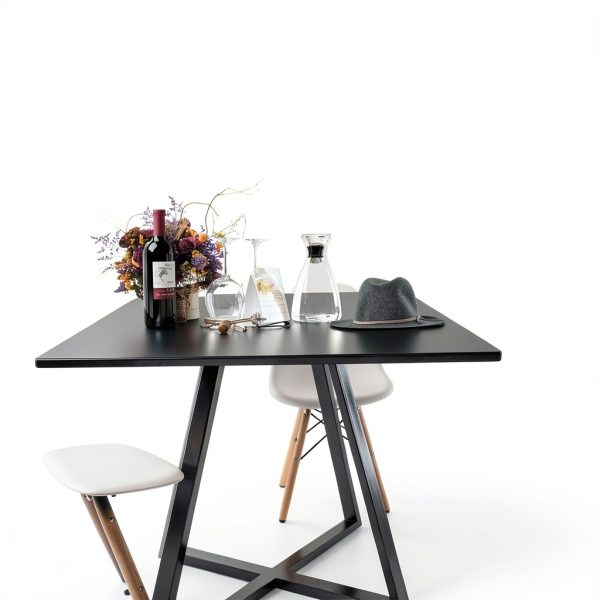 QLLY Solid Wood Table Top, Solid Board Replacement Desktop, One-Piece Wood Tabletop, Universal Countertop for Table and Workstation (Black, 31.5"/80cm Square)-6