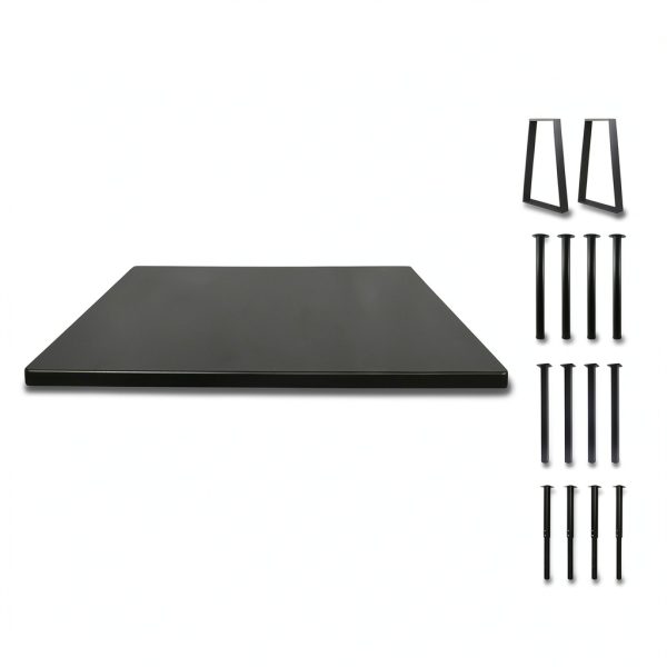 QLLY Solid Wood Table Top, Solid Board Replacement Desktop, One-Piece Wood Tabletop, Universal Countertop for Table and Workstation (Black, 31.5"/80cm Square)-3