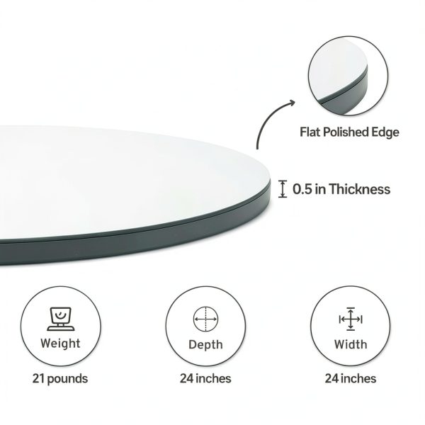 Glass Table Top 24in STONELITE FURNITURE 0.5in Thick Tempered Glass-2