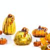Glitzhome Hand Blown Glass Pumpkin Table Top Home Décor, 5.51", Amber-5