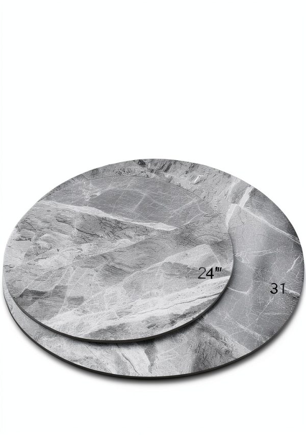 ZL ZELing Round Sintered Stone Table Top 23.6" Gray Indoor Outdoor-3