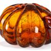 Glitzhome Hand Blown Glass Pumpkin Table Top Home Décor, 5.51", Amber-3