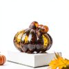 Glitzhome Hand Blown Glass Pumpkin Table Top Home Décor, 5.51", Amber-4