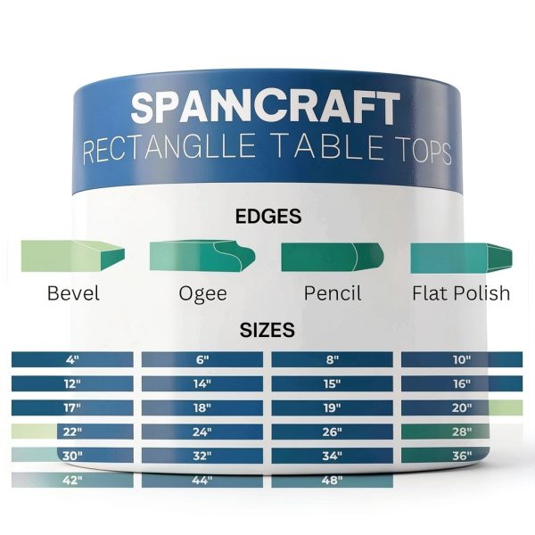 Spancraft 18" X 30" Rectangle Clear Glass Table Top 1/2" Thick with Flat Polished Edge and Touch Corners-3